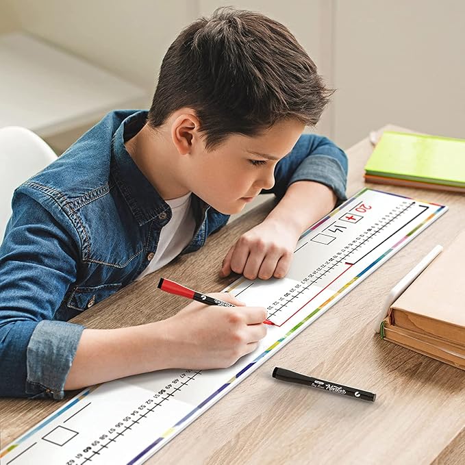 SCRIBBLEDO 0-100 Dry Erase Number Line Board for Students Double Sided 4 Feet with a Red & Black Dry Erase Marker Featuring 0-100 Number Line on One Side and Blank Line on The Reverse