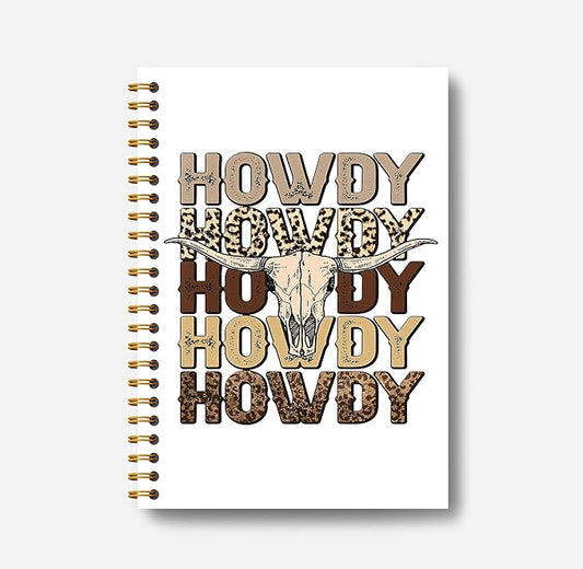 Howdy Western Notebook Journal 164 Pages - Western Gifts for Women Cowboy Cowgirl, Western Cool Notebook, College School Supplies, 5.5×8.3 Notebook Spiral Bound