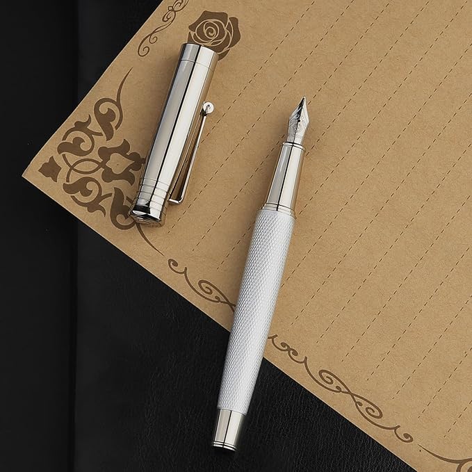 GC QUILL Fancy Fountain Pen Set – Fine and Medium Nibs, 18 Ink Cartridges, Ink Converter, Syringe Filler, Luxury Pen Gift for Men Women, Nice Pen for Writing Journaling – MU-14