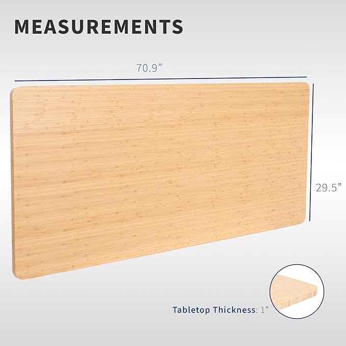 VIVO Universal 71 x 30 inch Solid One-Piece Table Top for Standard and Sit to Stand Height Adjustable Home and Office Desk Frames, Bamboo, DESK-TOP71O