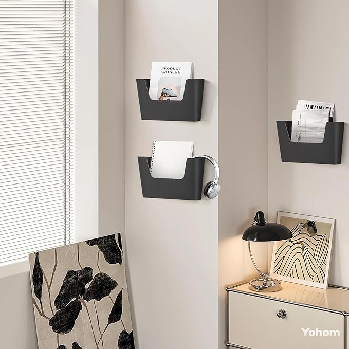 YOHOM No Drilling File Holders (Matte Black 3)