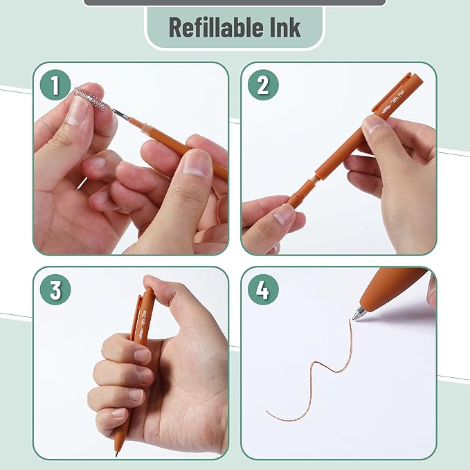 Mr. Pen- Retractable Gel Pen Pack, Assorted Colors, Fast Dry, Fine Point 0.7mm, Retractable, Cute Journaling Pens