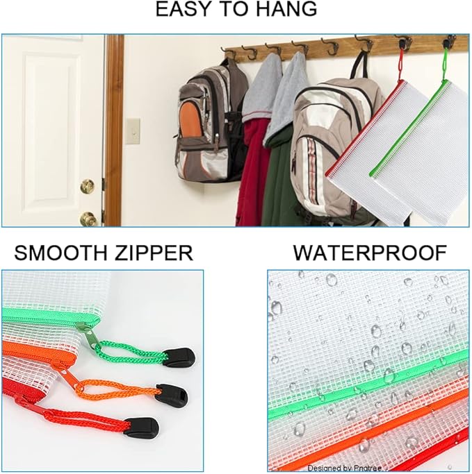 Umriox Zipper Bags, 6 Assorted Size (6 Colors, 12 Packs), Project Bags for Cross Stitch, Mesh Zipper Pouch for Office Supplies Travel Accessories and Board Games Storage