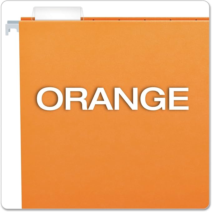 Pendaflex Recycled Hanging Folders, Letter Size, Orange, 1/5 Cut, 25/BX (81607)