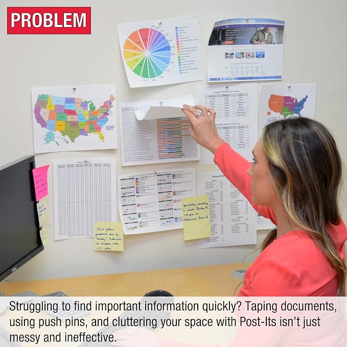 Ultimate Office AdjustaView 10-Pocket Wall Reference Organizer with Easy-Load Pockets and Mounting Screws