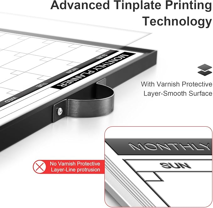 ARCOBIS Monthly Calendar Whiteboard - 12" x 16" Double-Sided Magnetic Dry Erase Board with Black Frame - Portable Wall Hanging Planner for Home, Office, School