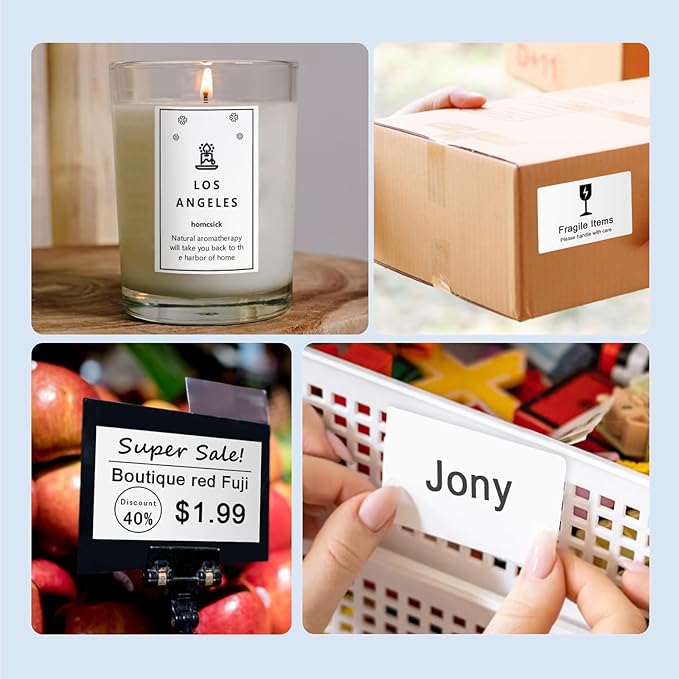 CLABEL Upgrade Thermal Label 6 Roll 1.96" x 3.14" for 221B/220B/230B Label Maker, 50x80 Sticker Labels,Waterproof, Oil-Proof, Anti-frictional