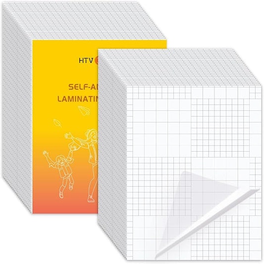 HTVRONT Self-Adhesive Laminating Sheets - 50 Sheets, 9 x 12 Inches, No Machine Needed, Clear