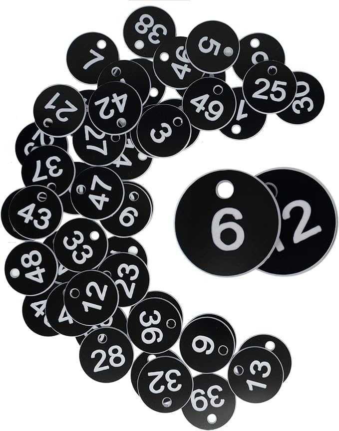 StayMax Plastic ID Number Tags Engraved Tags Key Tags Without Key Rings (201-300, Black)