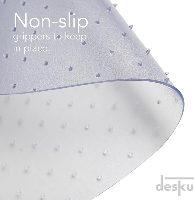 DESKU Flower Power Desk Chair Mat – Heavy-Duty PVC Mats for Carpet Floor Protection, Clear, 48 x 49 Inches, Made in The USA