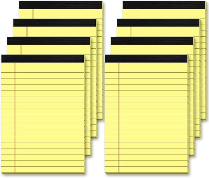 8 Pack Yellow Legal Pads 4x6 Note Pads Small Writing Pads 4x6 Narrow Ruled 80GSM Pads of Paper Yellow Pads College Ruled Legal Pad Lined Paper Pads Small Notepads for Work Memo Pads 30 Sheets per Pad