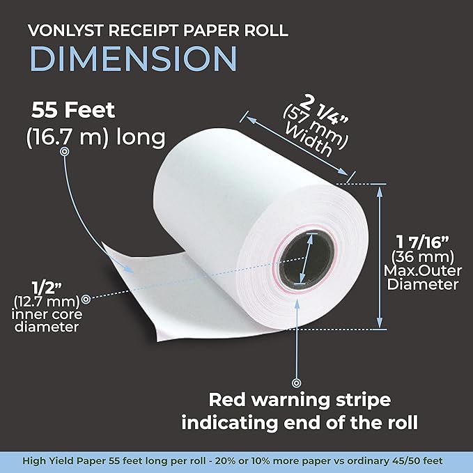 Credit Card Machine Paper Roll for Dejavoo Z8 Z9 Z11 (40 rolls)