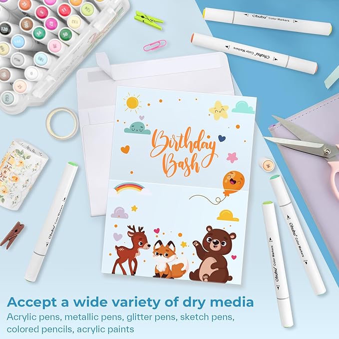 Ohuhu Blank White Cards and Envelopes 100 Pack, 4.25 x 5.5 Heavyweight Folded Cards and A2 Envelopes for DIY Greeting Card, Wedding, Birthday, Invitations, Thank You Cards & All Occasion