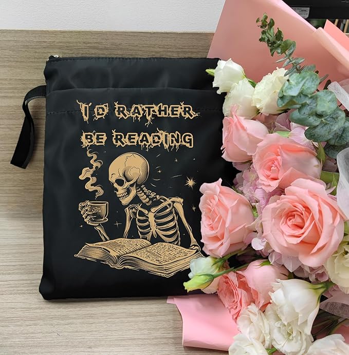 Book Sleeve, Book Sleeve with Zipper, Book Sleeve for Book Lovers, The Reader Tarot Card Book Sleeves, Book Pouch Kindle Protector, Gifts for Women Teacher Librarian Bookworm Bookish (Black-E, Large)