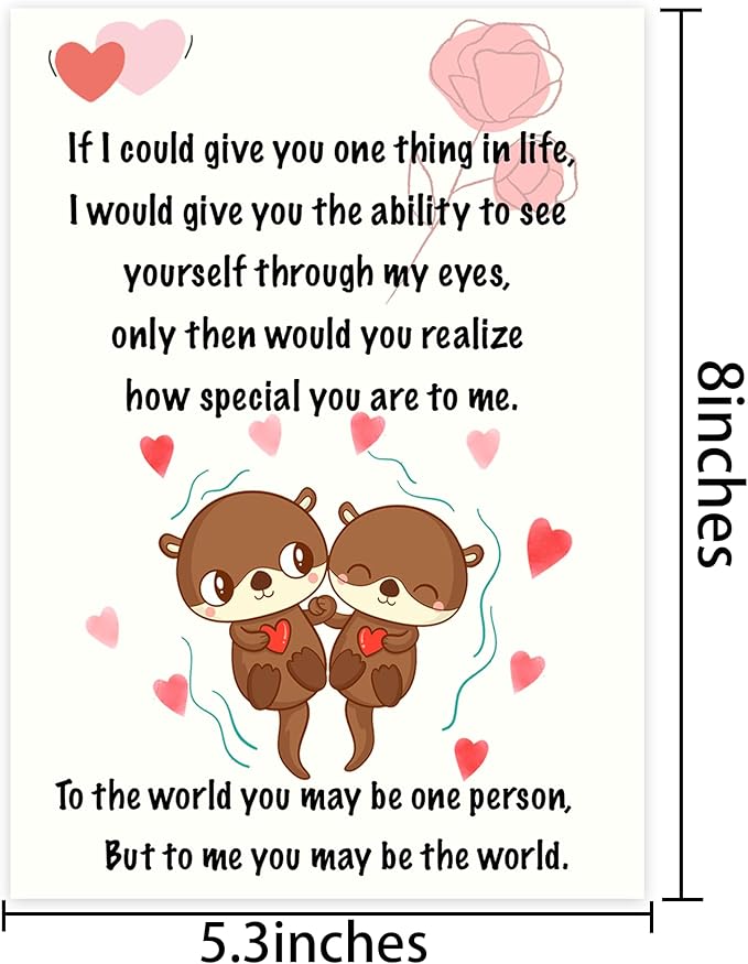 Valentines Day Gifts for Her Him, Love Card With Envelope,Valentine's Day Cards for Boyfriend Husband Fiance Girlfriend Wife Fiancee | Cute Otter Cards | Valentines Day Gifts