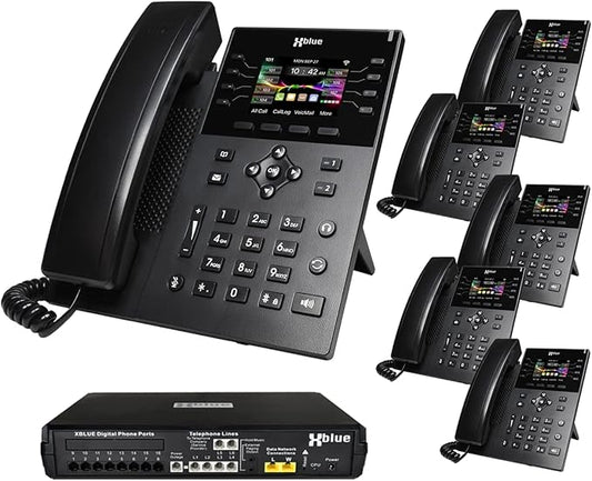 XBLUE X16 Plus VoIP System Bundle with (6) IP8g IP Phones - Including Auto Attendant, Voicemail, Remote Phone Extensions & Call Recording