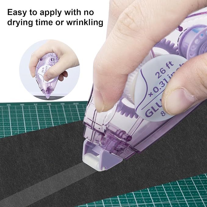 Glue Tape for Scrapbooking, Pack of 4 Scrapbook Tape, Double Sided Tape Roller for Crafts, 26 Ft x 0.31 in Tape Runner, Craft Supplies for Scrapbooking, Gift Wrapping and Photo Tape.