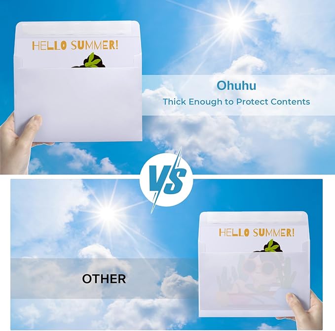 Ohuhu Blank White Cards and Envelopes 100 Pack, 4.25 x 5.5 Heavyweight Folded Cards and A2 Envelopes for DIY Greeting Card, Wedding, Birthday, Invitations, Thank You Cards & All Occasion