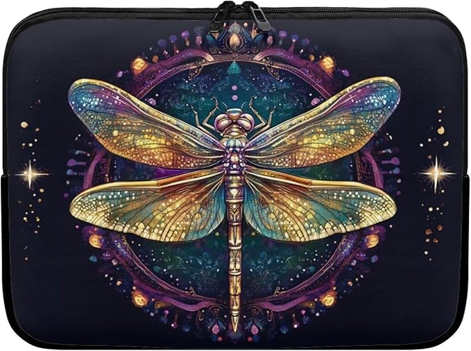 Dragonfly Printed Computer Bags for Laptops for Women, Large Capacity Computer Carrying Cover Laptop Briefcase, 17 Inch Water Resistant Laptop Case Portable Computer Case Bag