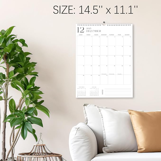 Wall Calendar 2025-2026 Covers January 2025 to June 2026, 14.5’’X11.1’’ Large 18 Months Spiral Vertical At A Glace Hanging Calendar for Home/Office with Big Writing Room Premium Paper