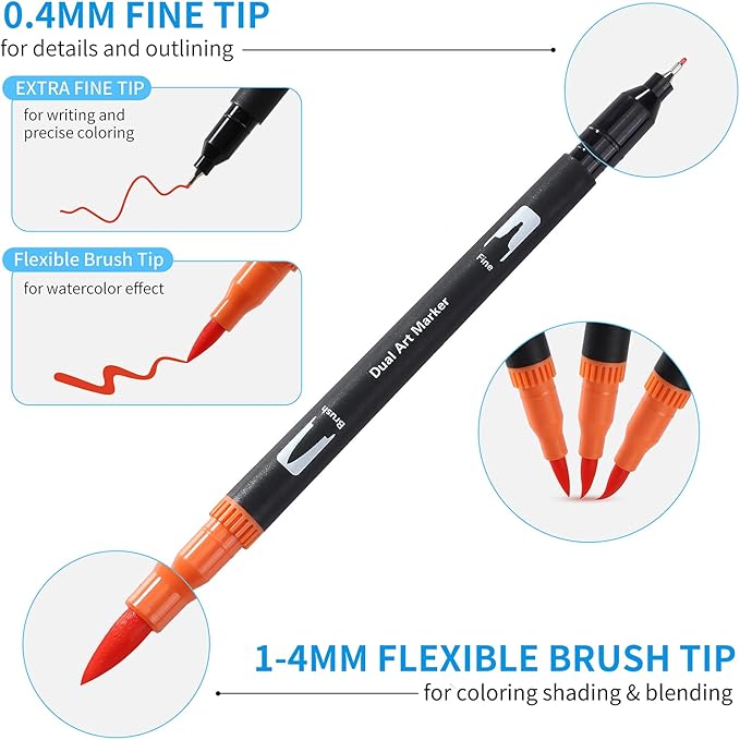 Brush Markers for Adults Coloring,36 Colors Art Markers Colored Pens for Bullet Journaling Note Taking Drawing Calligraphy Lettering,Art School Supplies