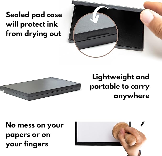 Ink Pad for Rubber Stamps, Stamp Pad for Clear Impression Stamping, Quality Felt Pad Black Ink, Red Ink, Blue Ink (Black, M (2.7 * 4.3))