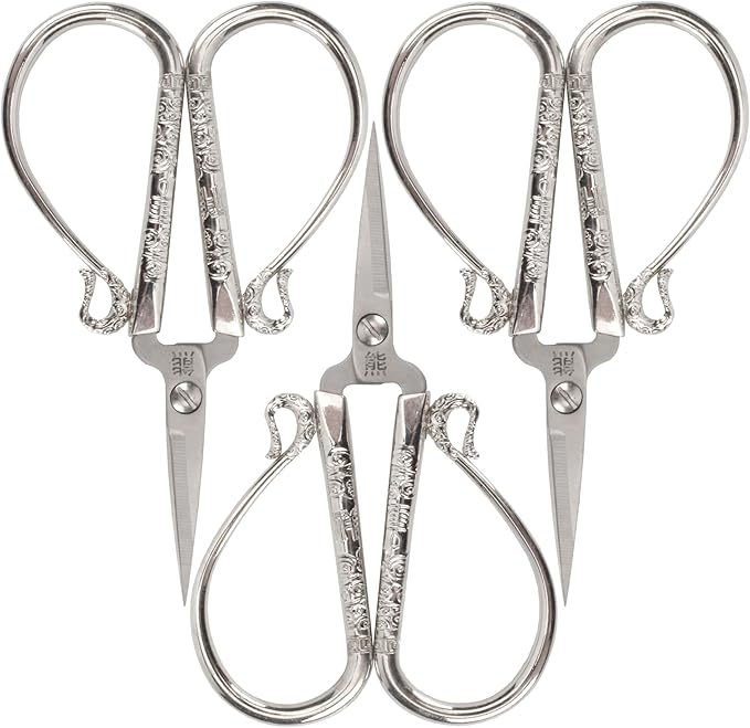 JubileeYarn Classic Chinese Small Embroidery Craft Scissors - Silver - 3 Scissors