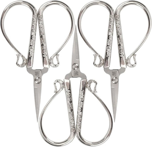 JubileeYarn Classic Chinese Small Embroidery Craft Scissors - Silver - 3 Scissors