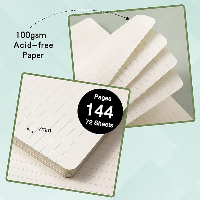 Ruled Notebook/Journal - Classic Lined Journal/Notebook, 5.3" x 8.26", Hardcover with Thick Paper, Banded + Pen Holder +Inner Pocket - Black