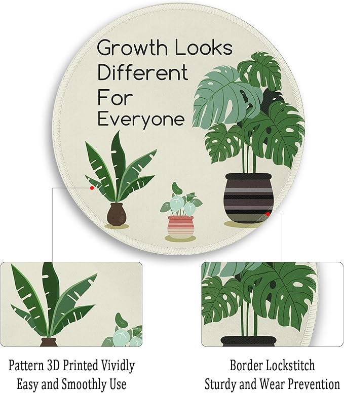 Gctriki Cute Round Mouse Pad, Inspirational Small Computer Mouse Pads for Desk Laptop Travel Gaming, Stitched Edge Non-Slip Rubber Base, Funny Home Office Desk Accessories Decor for Women