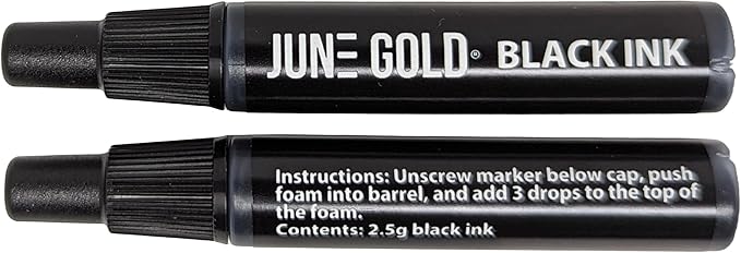 June Gold 2 Black Deep Reach Marker Ink Refill Bottles, 2.5g of Ink Per Dropper