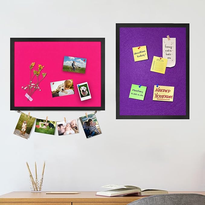 White Bulletin Board Cork Boards Vision Board with Felt, 17"x13" Small Display Pin Board for Walls, Desk, Jewelry, Notes, Collection, Photos, Office, White Framed and Felt Board, 1pc