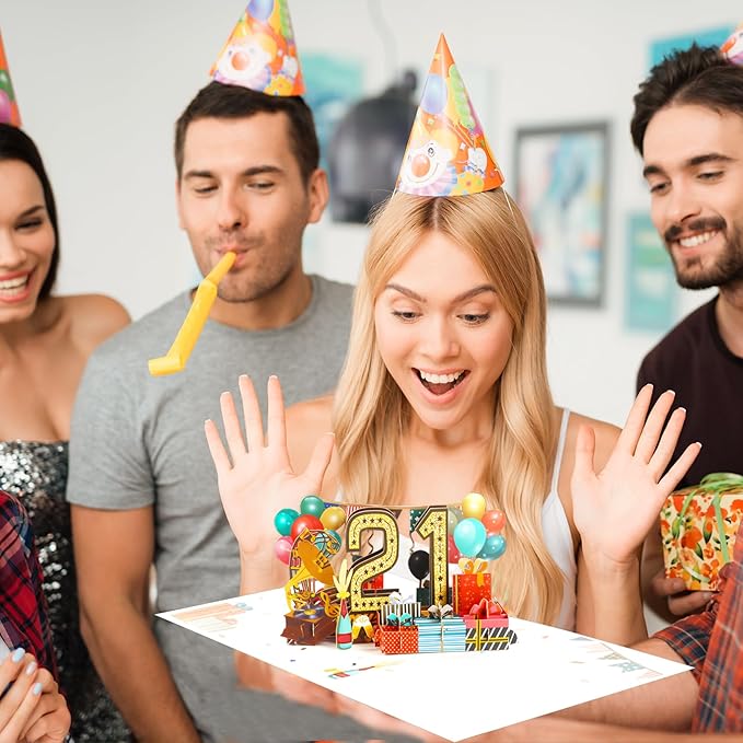 21st Birthday Card for Girls Boys, 3D Pop Up 21st Birthday Gifts Cards, Happy 21 Birthdays Decorations for 21 Year Old Son Daughter, Funny Back In 2004, Classy Vintage