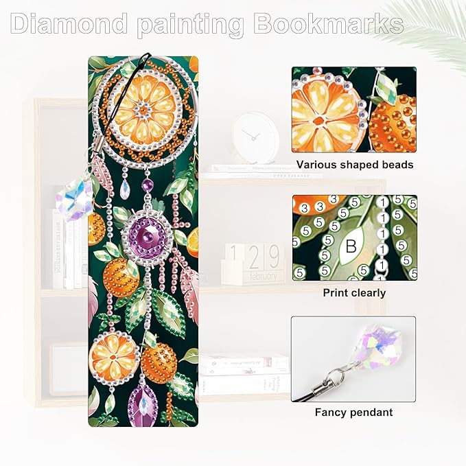 4 Pieces Diamond Art Bookmarks DIY 5D Diamond Painting Bookmarks Floral Dreamcatcher Beaded Bookmarks with Tassel Resin Rhinestone Leather Bookmark for DIY Art Crafts Adults Beginners