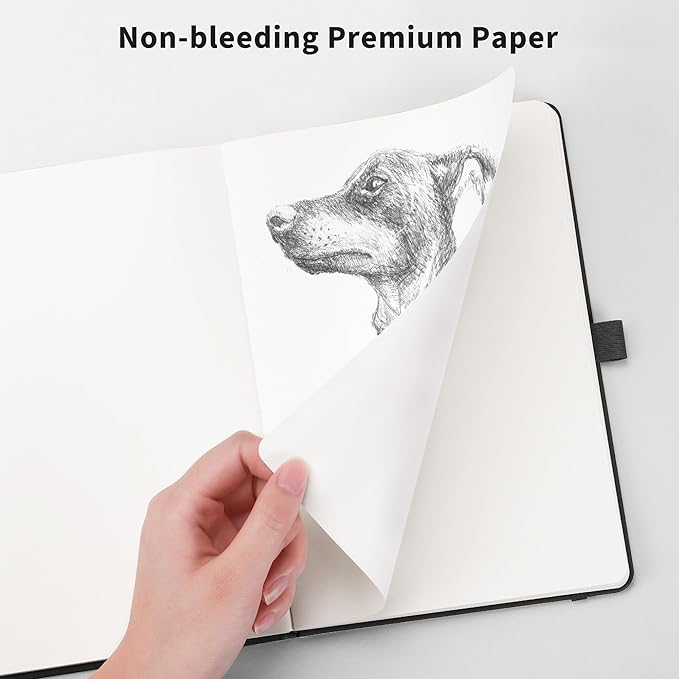 RETTACY Blank Journal Notebook, A5 Blank Journal with 192 Pages, 5.7'' × 8.3'' Medium Size, 68 LB/100 GSM Thick Paper, Leather Hardcover, for Sketching, Drawing, Painting (Pink)