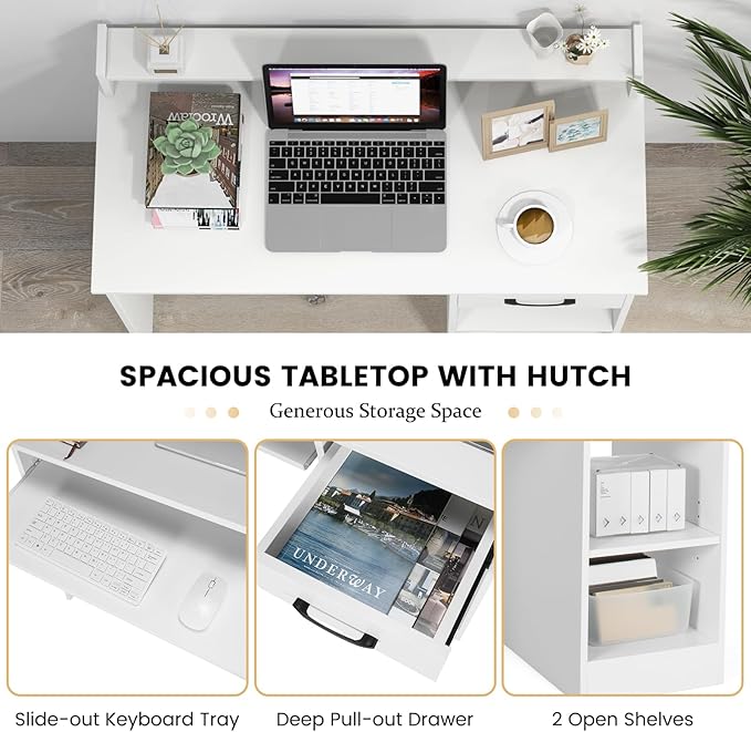 Giantex 2-Tier Office Desk, White