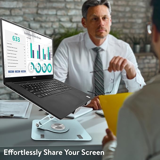 Swivel Laptop Stand for Desk, Adjustable Laptop Stand for Desk w/ 360° Rotation, Raise Tilt Cools Laptop with This Ergonomic Laptop Stand Riser, Collapsible iPad Computer Laptop Stand (Ocean Blue)