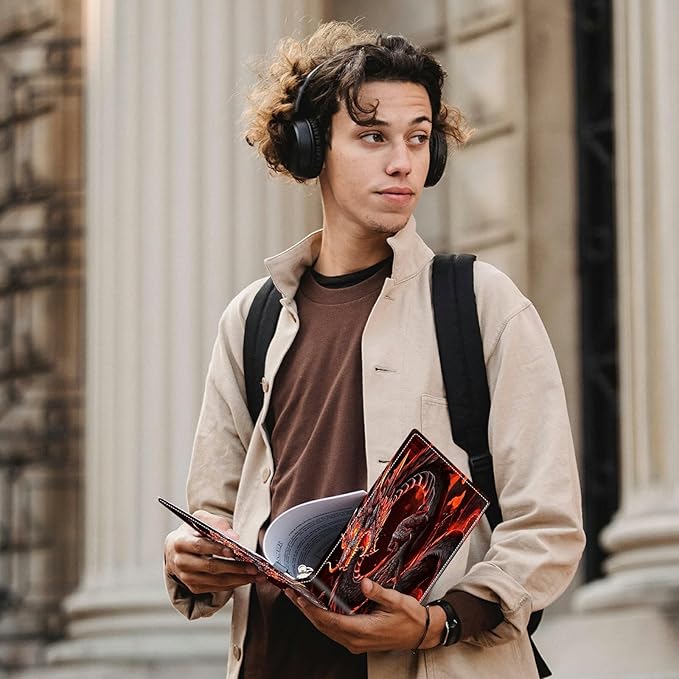 Red Dragon Padfolio Folder with Clipboard,Portfolios Organizer Clipboards with Storage Clipboard Writing Pad PU Leather Conference Document Organizer with Business Card Holder