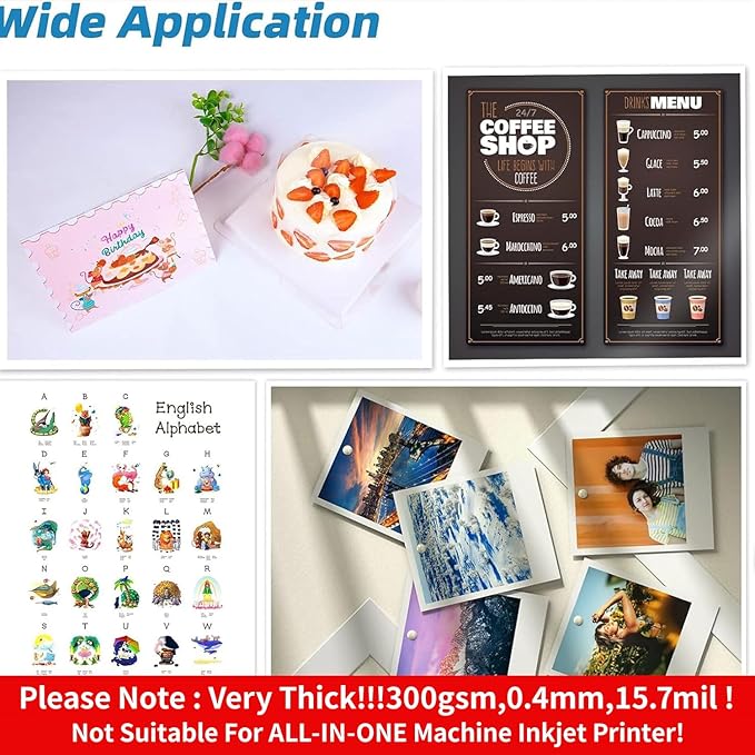 Uinkit 100 Sheets 8.5x11 Letter Size Thick Heavyweight Photo Paper Double Sided Glossy Cardstock 80LB 300Gsm 15.7Mil Brochure, Only for professional Inkjet Printer and Dye Ink