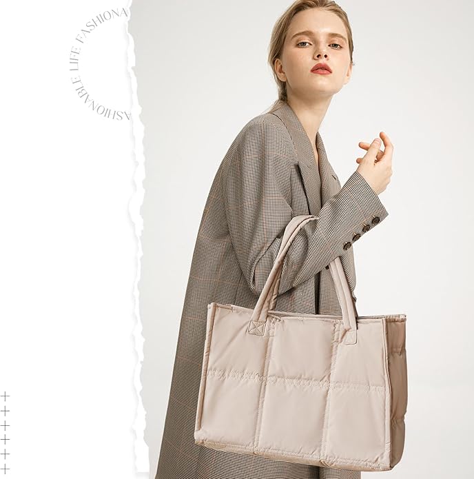 Puffer Bag Large Tote Bag For Women Work Bag Quilted Tote Bag For Women Work Bags For Women Tote Professional Up to 17"