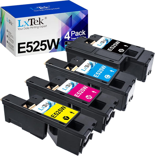 LxTek Remanufactured Toner Cartridge Replacement for Dell E525W E525 to use with E525W Color Laser Printer, 4 Pack (593-BBJX 593-BBJU 593-BBJV 593-BBJW)