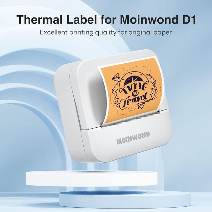 Thermal Paper Self-Adhesive Sticker Paper for Mini Thermal Pocket Printer D1, Black on Orange/Purple/Green 50mm x 3m, 25mm Diameter, 3-Rolls for Notes, Texts, Journal Photo and Notebuddy