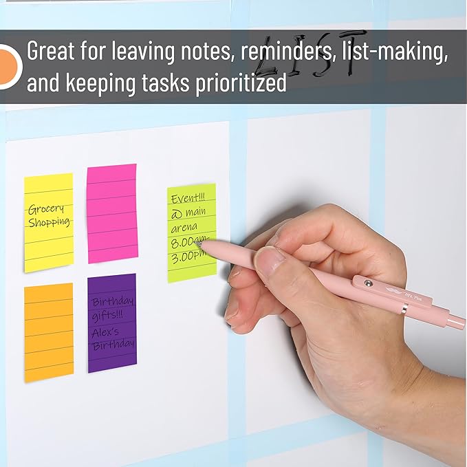 Mr. Pen- Lined Sticky Notes 1.5x2, 6 Pads, 60 Sheets/Pad, Vibrant Colors, Sticky Notes with Lines, Sticky Note Pads, Sticky Pads, Sticky Notes Lined, Colorful Sticky Notes, Mr Pen Sticky Notes
