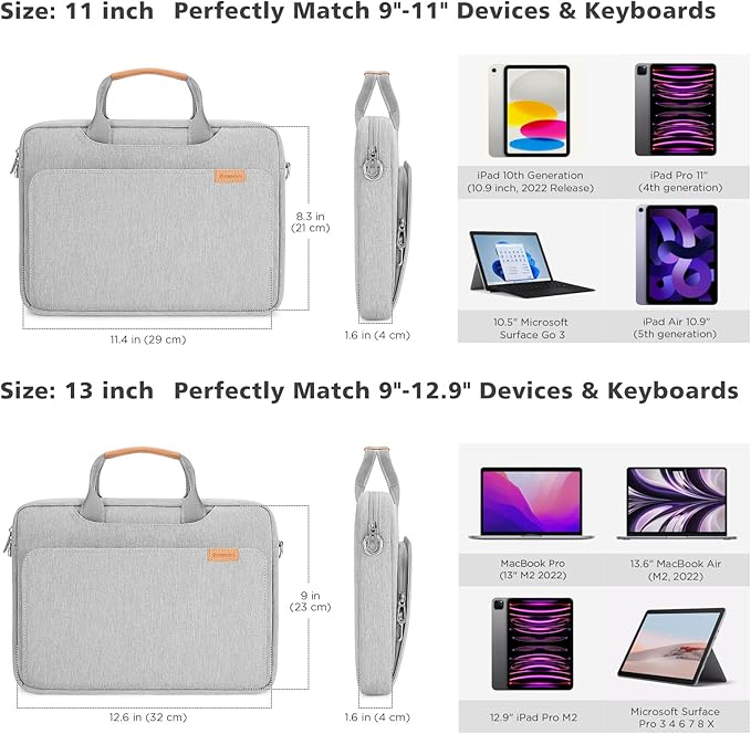 NIDOO Laptop Sleeve Shoulder Bag for 12.9" iPad Pro M1 M2 2022/13" 13.6" MacBook Air M2 / 13 MacBook Pro M2 M1 / Surface Pro X 8 9 7+, Briefcase Handbag for 13.4" Dell XPS 13 Plus / 12.4" Galaxy Tab