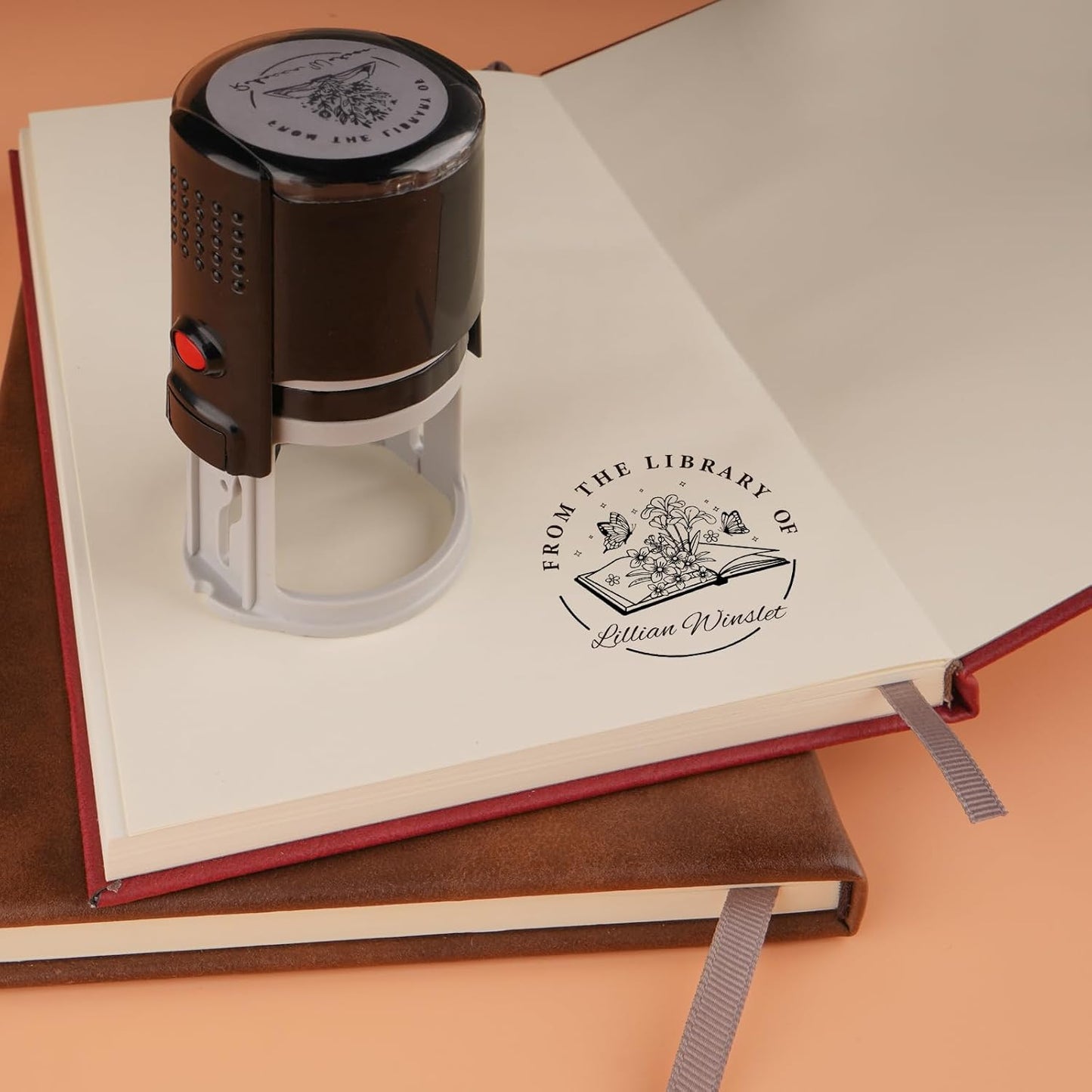 Custom Self-Inking Stamps | Personalized Book Stamp Gift for Book Lovers | 5 Ink Colors (Style13)