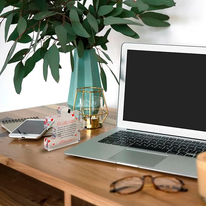 Valentines Day Gifts for him - Engraved Acrylic Block Puzzle - Gifts for Him - Anniversary Present for Husband - Fiance Birthday Gifts, Valentines Day Gifts for Boyfriend - Cool Wedding Couple Gifts