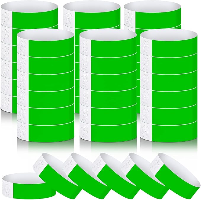600 Packs Paper Wristbands for Events Neon Party Wristbands Colored Waterproof Paper Club Arm Bands Lightweight Identification for Concert Bar Entrance Admission(Green)