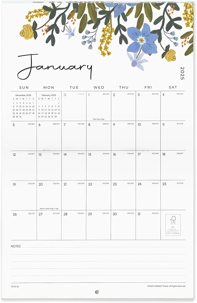 2025 Wall Calendar, Cabbrix Large Wall Calendar 2025-2026, 22 3/4" x 14 3/4", Calendar from January 2025 to July 2026,Monthly Calendar Perfect for Organizing & Planning, Floral Design
