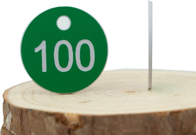 StayMax Plastic ID Number Tags Engraved Tags Key Tags Without Key Rings (1-50, Green)