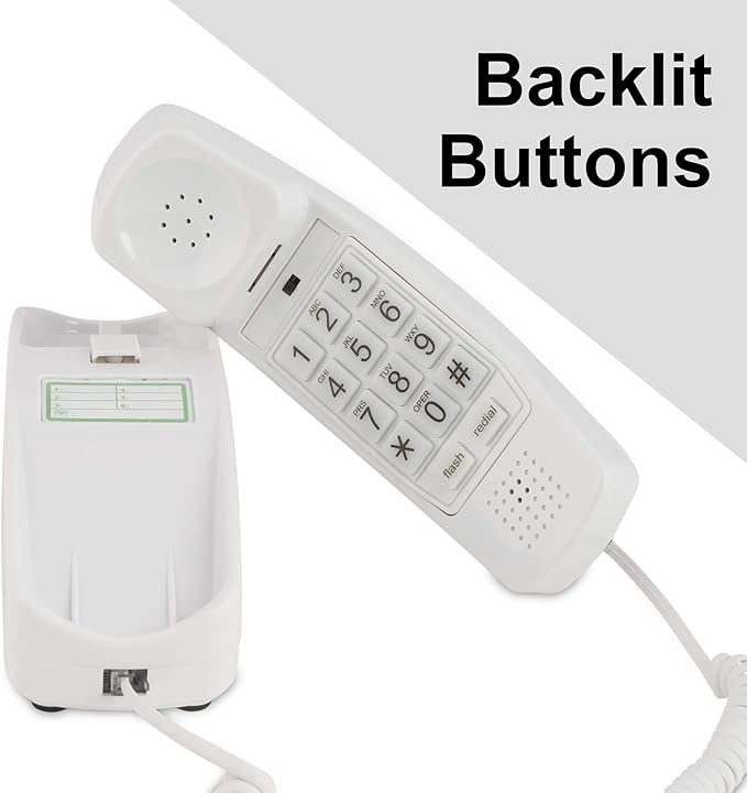 iSoHo Phones -Hearing Device-Friendly Phone –Gentle on Aching Hands, Easy-to-Press Buttons, Wall-Mountable, Custom Ringtone/Volume, Adjustable Ringer & Call Waiting with Lighted Keypad, Choctaw White